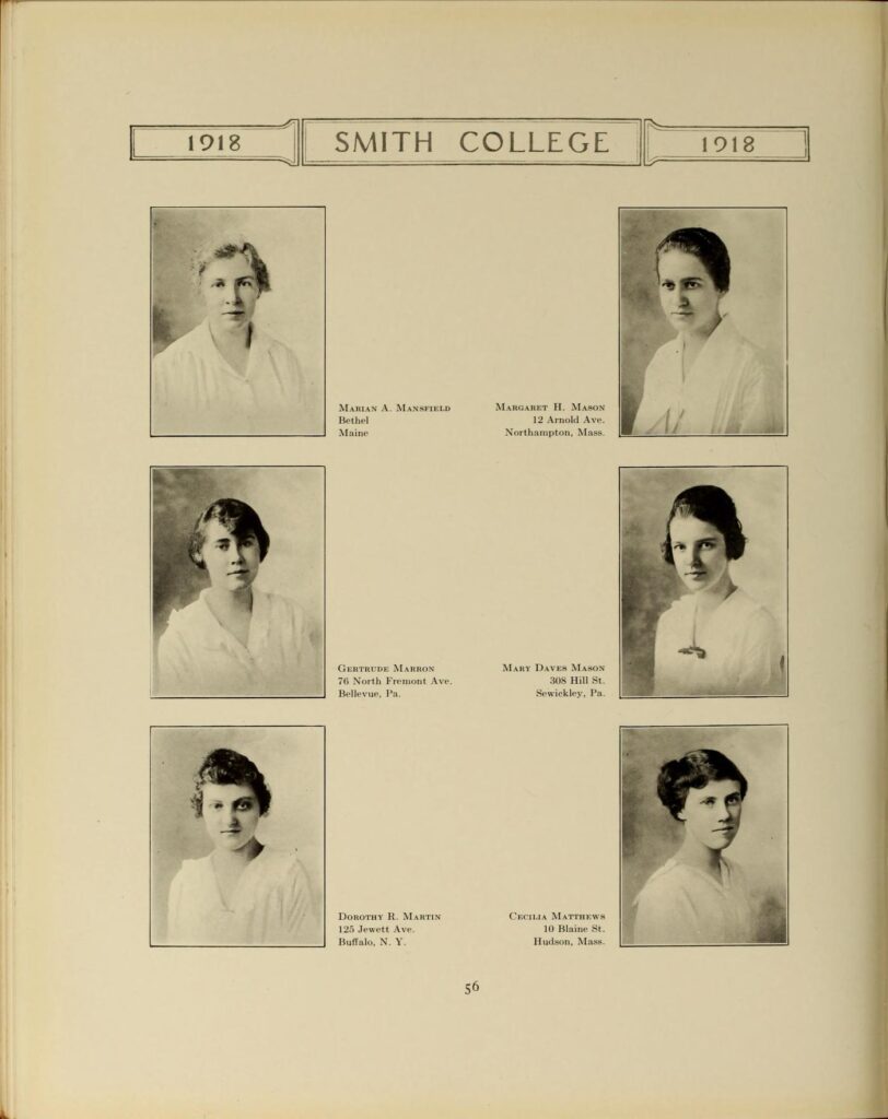 Dorothy R. Martin Class Photograph, Smith College Yearbook, 1918