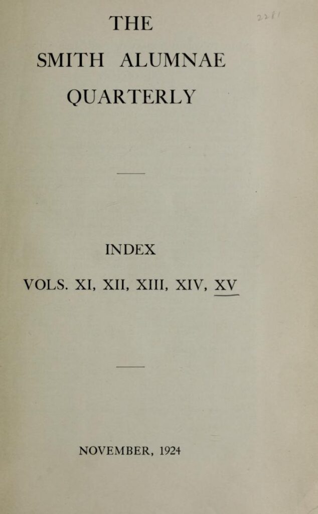 Smith Alumnae Quarterly (vol. 1923-1924), 1923
